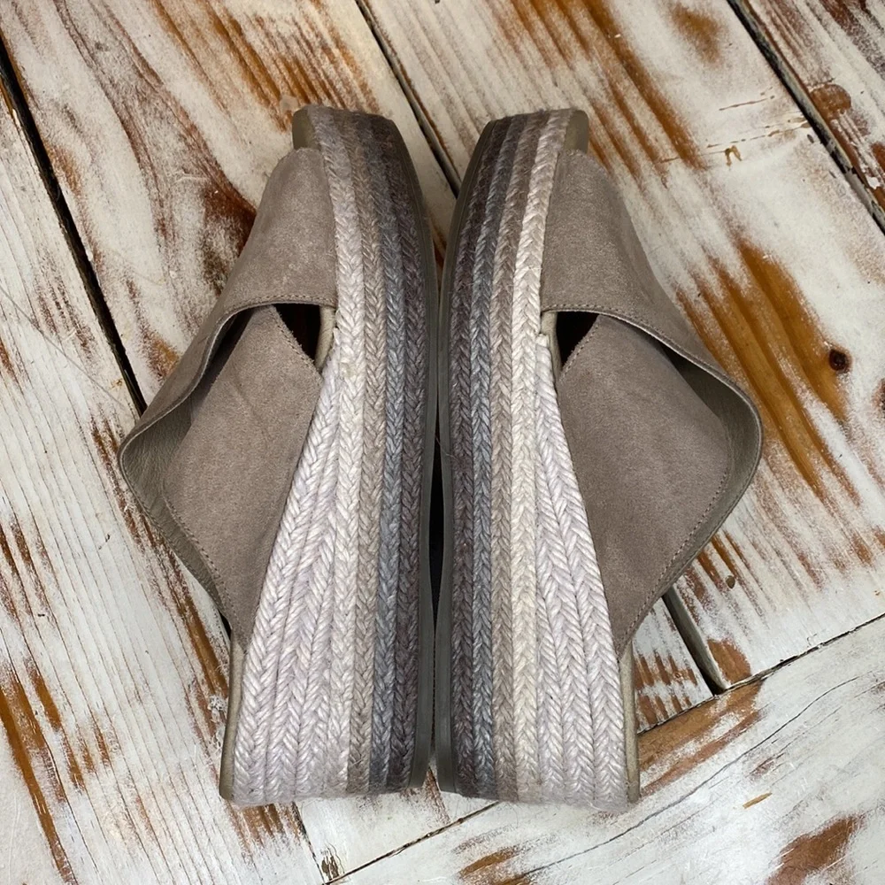 Paseart Espadrille Suede Slip-On Platform Sandal Size 8 Excellent Condition
